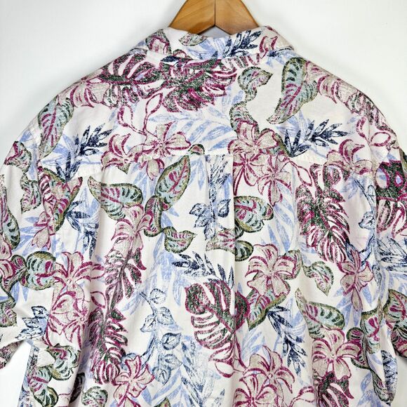 Tommy Bahama Extra Large Reverse Print Camp Shirt Tencel Cotton Tropical Leaf - Picture 5 of 13